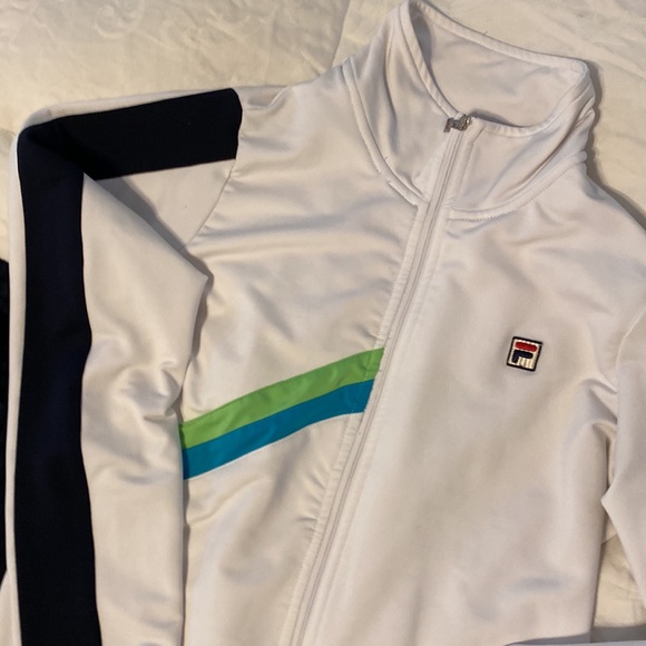 Fila Vintage 1911-2011 tracksuit- womens- white and navy and green/ blue trim - Picture 1 of 11